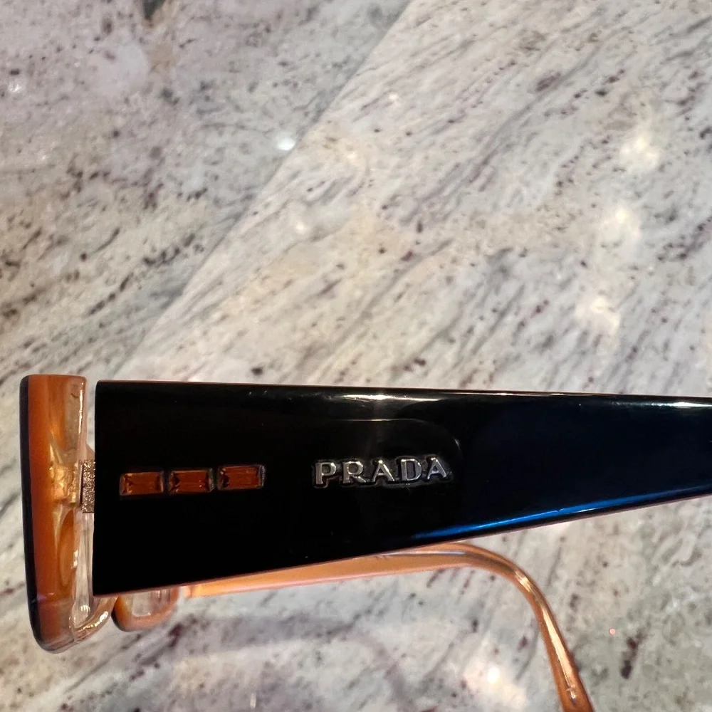 PRADA VPR10F 2BX-101 51mm Black Orange Eyeglasses Frames Italy - Picture 8 of 10